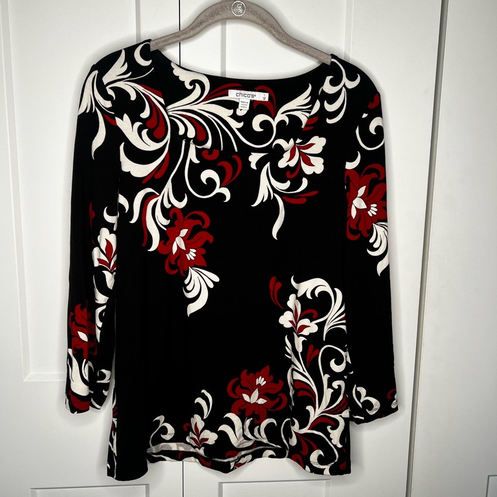 Chico's Square Neck Paisley Boho Top Blouse Size Medium Chico's 1
